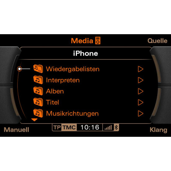 A2DP Bluetooth Interface mit Titellisten, MMI 2G mit AMI